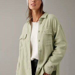 American Eagle M NWT Women's Oversized Fleece & Love Shacket, Dried Sage Medium